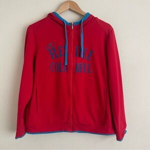 Vintage 90s Y2K Rare Red Lapagayo Zip-Up Hoodie Blue Accents Size XL,  Fits M/S
